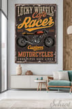 Dikey Kanvas Duvar Tablosu Tekli Salon Mutfak Yatak Odası Ofis Vintage Klasik Motorsiklet