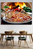 Yatay Tekli Kanvas Duvar Tablosu Modern Lokanta Kafe Restoran Mutfak Pizza Margarita Taş Fırın