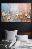 Yatay Kanvas Duvar Tablosu Tekli Salon Mutfak Yatak Odası Ofis 3D Kabartma Efektli Çiçekler
