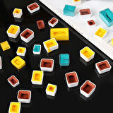 Art Tone 5 Adet Suluboya Yarım Tablet Tava, Beyaz Plastik, Boş Suluboya Boya Kutusu, Seyahat Kutuları