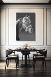 Duvar Tablosu Dikey Kanvas Tekli Salon Mutfak Yatak Odası Ofis Hayvan At Horse Siyah