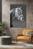 Duvar Tablosu Dikey Kanvas Tekli Salon Mutfak Yatak Odası Ofis Hayvan At Horse Siyah