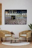 Duvar Tablosu Yatay Kanvas Tekli Salon Mutfak Ofis Din Kabe İslam Mekke Medine Hac