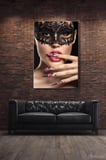 Nü Kadın Maske Dikey Tekli Kanvas Duvar Tablosu Modern Salon Yatak Odası Ofis Cafe