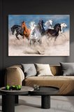 Duvar Tablosu Yatay Kanvas Tekli Salon Mutfak Yatak Odası Ofis Horses Koşan Atlar Hayvan