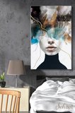 Dikey Kanvas Duvar Tablosu Tekli Salon Mutfak Yatak Odası Ofis Soyut Yüz Modern Kadın