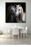 Dikey Kanvas Duvar Tablosu Tekli Salon Mutfak Yatak Odası Ofis Hayvan At Siyah Beyaz Horse