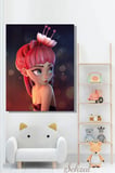 Dikey Kanvas Duvar Tablosu Tekli Salon Çocuk Odası Flower Girl Çiçek Kız 3D Görünümlü
