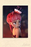 Dikey Kanvas Duvar Tablosu Tekli Salon Çocuk Odası Flower Girl Çiçek Kız 3D Görünümlü
