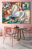 Duvar Tablosu Yatay Kanvas Tekli Salon Mutfak Yatak Odası Ofis Horses At Soyut Modern