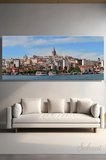 Panoramik Yatay Kanvas Duvar Tablosu Tekli Salon Ofis İstanbul Galata Kulesi Karaköy Beyoğlu Boğaz
