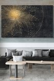 Yatay Kanvas Duvar Tablosu Tekli Salon Mutfak Yatak Odası Ofis Lüks Altın Işın Geometrik Soyut