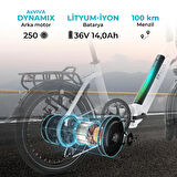 Katlanabilir Elektrikli Bisiklet B13 | Pedelec Beyaz | Güçlü 36V 14.0AH 45NM | Aspılsan Batarya | 20"
