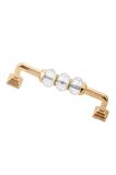 Asil Metal Dolap Çekmece Kulpları Piramit Ayak Kristal Altın Boncuk Kulp(12,8 cm)