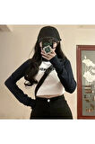 Y2K Secendo Reglan Uzun Kol Crop Top