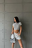 Çizgili Kaşkorse Basic Crop Top