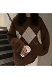 Y2k Harajuku Vintage Baklava Desen Oversize Kazak