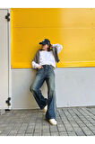 Y2K Şerit Detay Recycled Baggy Jean Pantolon