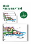 3'lü Set Resim Defteri,35x50 Resim Defteri Resim Defteri,15 Yaprak,spiralli Resim Defteri 35x50