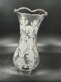 AVİZE LAMBA CAMI.ALTIN YALDIZLI,MOTİFLİ (Alt yuva çapı:4.50 cm-h:21.00 cm) (E.14) Mum ampule göre.