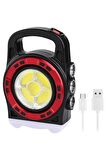 Hb-6678c Cob Ledli 20 Watt 3 Kademeli Şarj Edilebilir Usb Çıkışlı Solar Lamba