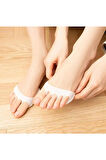  1 Çift 2 Adet 9 CM Ağrı Önleyici Pamuklu Kumaş Ayak Parmak Altı Destek Pedi Krem