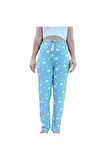 Beli Lastikli Kurdeleli Desenli Kadın Pijama Altı