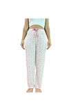 Beli Lastikli Kurdeleli Desenli Kadın Pijama Altı