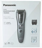 Panasonic ER-GB62-H503 erkekler için sakal, saç ve vücut kesme makinesi, taşınabilir, kablosuz, su geçirmez düzeltici, 39 uzunluk ayarı, 3 başlık, kablosuz ve kablolu çalışma, mat gri