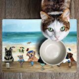 Monnhein Mama ve Su Evcil Hayvan Beslenme Matı, Kolay Temizlenen Emici Su Geçirmez Kumaş, Küçük Orta Boy ve Büyük Kedi ve Köpekler için Dayanıklı Köpek Kedi Paspas (40x60, Summer Dogs)
