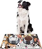 Monnhein Mama ve Su Evcil Hayvan Beslenme Matı, Kolay Temizlenen Emici Su Geçirmez Kumaş, Küçük Orta Boy ve Büyük Kedi ve Köpekler için Dayanıklı Köpek Kedi Paspas (40x60, Renkli Köpekler)