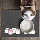 Monnhein Mama ve Su Evcil Hayvan Beslenme Matı, Kolay Temizlenen Emici Su Geçirmez Kumaş, Küçük Orta Boy ve Büyük Kedi ve Köpekler için Dayanıklı Köpek Kedi Paspas (40x60, Cute Gri)