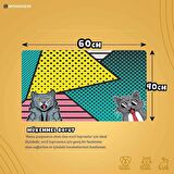 Monnhein Mama ve Su Evcil Hayvan Beslenme Matı, Kolay Temizlenen Emici Su Geçirmez Kumaş, Küçük Orta Boy ve Büyük Kedi ve Köpekler için Dayanıklı Köpek Kedi Paspas (40x60, Popart)