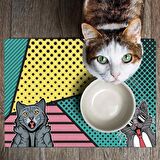 Monnhein Mama ve Su Evcil Hayvan Beslenme Matı, Kolay Temizlenen Emici Su Geçirmez Kumaş, Küçük Orta Boy ve Büyük Kedi ve Köpekler için Dayanıklı Köpek Kedi Paspas (40x60, Popart)
