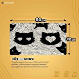 Monnhein Mama ve Su Evcil Hayvan Beslenme Matı, Kolay Temizlenen Emici Su Geçirmez Kumaş, Küçük Orta Boy ve Büyük Kedi ve Köpekler için Dayanıklı Köpek Kedi Paspas (40x60, Black Cats)
