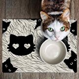 Monnhein Mama ve Su Evcil Hayvan Beslenme Matı, Kolay Temizlenen Emici Su Geçirmez Kumaş, Küçük Orta Boy ve Büyük Kedi ve Köpekler için Dayanıklı Köpek Kedi Paspas (40x60, Black Cats)