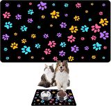 Monnhein Mama ve Su Evcil Hayvan Beslenme Matı, Kolay Temizlenen Emici Su Geçirmez Kumaş, Küçük Orta Boy ve Büyük Kedi ve Köpekler için Dayanıklı Köpek Kedi Paspas (40x60, Renkli Patiler)