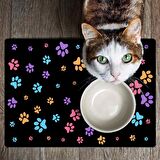 Monnhein Mama ve Su Evcil Hayvan Beslenme Matı, Kolay Temizlenen Emici Su Geçirmez Kumaş, Küçük Orta Boy ve Büyük Kedi ve Köpekler için Dayanıklı Köpek Kedi Paspas (40x60, Renkli Patiler)