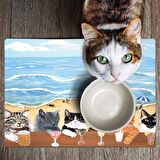 Monnhein Mama ve Su Evcil Hayvan Beslenme Matı, Kolay Temizlenen Emici Su Geçirmez Kumaş, Küçük Orta Boy ve Büyük Kedi ve Köpekler için Dayanıklı Köpek Kedi Paspas (40x60, Summer Cats)