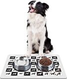 Monnhein Mama ve Su Evcil Hayvan Beslenme Matı, Kolay Temizlenen Emici Su Geçirmez Kumaş, Küçük Orta Boy ve Büyük Kedi ve Köpekler için Dayanıklı Köpek Kedi Paspas (40x60, Satranç Dogs)