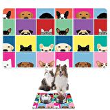Monnhein Mama ve Su Evcil Hayvan Beslenme Matı, Kolay Temizlenen Emici Su Geçirmez Kumaş, Küçük Orta Boy ve Büyük Kedi ve Köpekler için Dayanıklı Köpek Kedi Paspas (40x60, Köpek Kare)