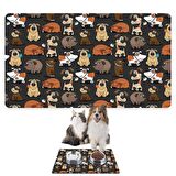 Monnhein Mama ve Su Evcil Hayvan Beslenme Matı, Kolay Temizlenen Emici Su Geçirmez Kumaş, Küçük Orta Boy ve Büyük Kedi ve Köpekler için Dayanıklı Köpek Kedi Paspas (50x35, Kahverengi Köpekler)