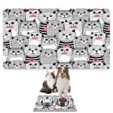 Monnhein Mama ve Su Evcil Hayvan Beslenme Matı, Kolay Temizlenen Emici Su Geçirmez Kumaş, Küçük Orta Boy ve Büyük Kedi ve Köpekler için Dayanıklı Köpek Kedi Paspas (40x60, Gri Pembe)