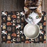 Monnhein Mama ve Su Evcil Hayvan Beslenme Matı, Kolay Temizlenen Emici Su Geçirmez Kumaş, Küçük Orta Boy ve Büyük Kedi ve Köpekler için Dayanıklı Köpek Kedi Paspas (40x60, Kahverengi Köpekler)