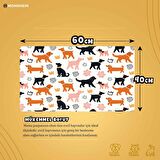Monnhein Mama ve Su Evcil Hayvan Beslenme Matı, Kolay Temizlenen Emici Su Geçirmez Kumaş, Küçük Orta Boy ve Büyük Kedi ve Köpekler için Dayanıklı Köpek Kedi Paspas (40x60, Beyaz Renkli Dog)