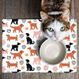 Monnhein Mama ve Su Evcil Hayvan Beslenme Matı, Kolay Temizlenen Emici Su Geçirmez Kumaş, Küçük Orta Boy ve Büyük Kedi ve Köpekler için Dayanıklı Köpek Kedi Paspas (40x60, Beyaz Renkli Dog)