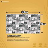 Monnhein Mama ve Su Evcil Hayvan Beslenme Matı, Kolay Temizlenen Emici Su Geçirmez Kumaş, Küçük Orta Boy ve Büyük Kedi ve Köpekler için Dayanıklı Köpek Kedi Paspas (40x60, Gri Kediler)