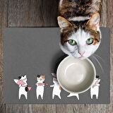 Monnhein Mama ve Su Evcil Hayvan Beslenme Matı, Kolay Temizlenen Emici Su Geçirmez Kumaş, Küçük Orta Boy ve Büyük Kedi ve Köpekler için Dayanıklı Köpek Kedi Paspas (40x60, Gri Kediler Balık)
