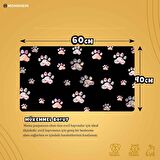 Monnhein Mama ve Su Evcil Hayvan Beslenme Matı, Kolay Temizlenen Emici Su Geçirmez Kumaş, Küçük Orta Boy ve Büyük Kedi ve Köpekler için Dayanıklı Köpek Kedi Paspas (40x60, Siyah Renkli Pati)