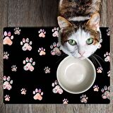 Monnhein Mama ve Su Evcil Hayvan Beslenme Matı, Kolay Temizlenen Emici Su Geçirmez Kumaş, Küçük Orta Boy ve Büyük Kedi ve Köpekler için Dayanıklı Köpek Kedi Paspas (40x60, Siyah Renkli Pati)